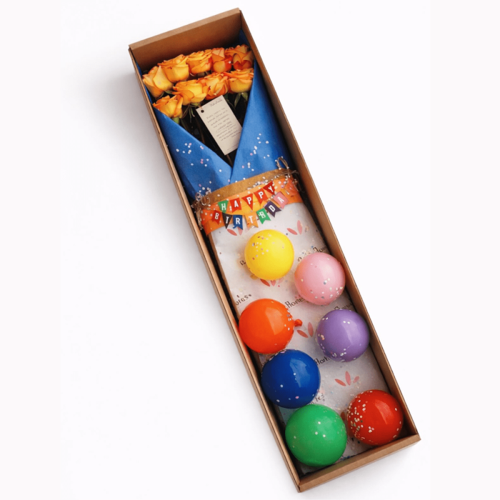 CAJA DE ROSAS HAPPY B-DAY PORTAFLORES